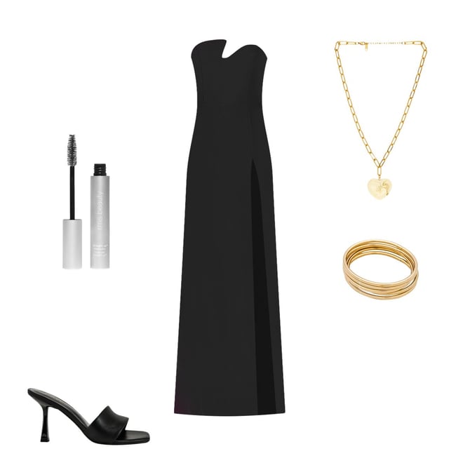 Amanda Uprichard X Revolve Strapless Puzzle Gown in Black | REVOLVE