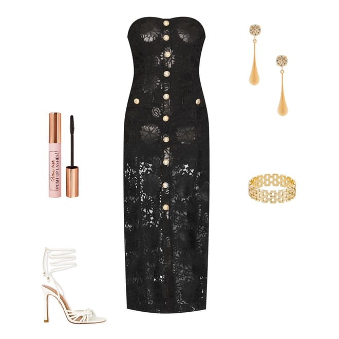 Generation Love Misha Faux Leather Guipure Midi Dress in Black | REVOLVE