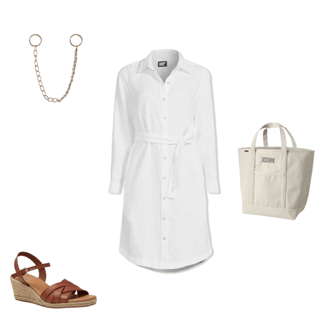 Women's Long Sleeve Linen Shirt Dress | Lands' End