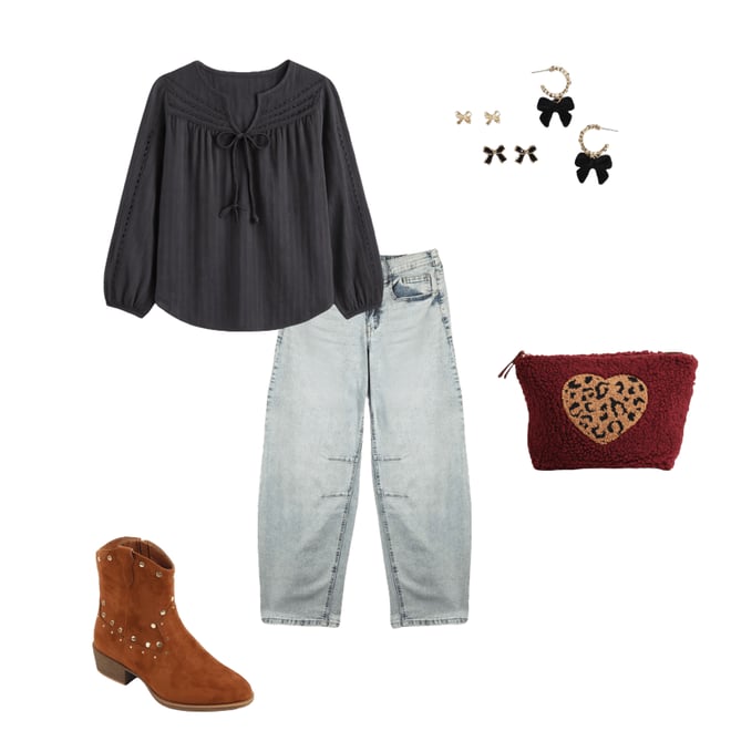 Mid Rise Elastic Waist Barrel Jean