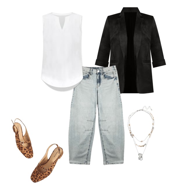 Mid Rise Elastic Waist Barrel Jean