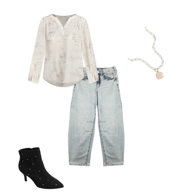 Mid Rise Elastic Waist Barrel Jean