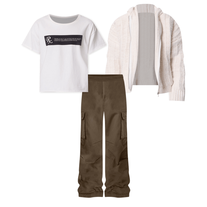 Distressed Wide Neck Tee - Antique White