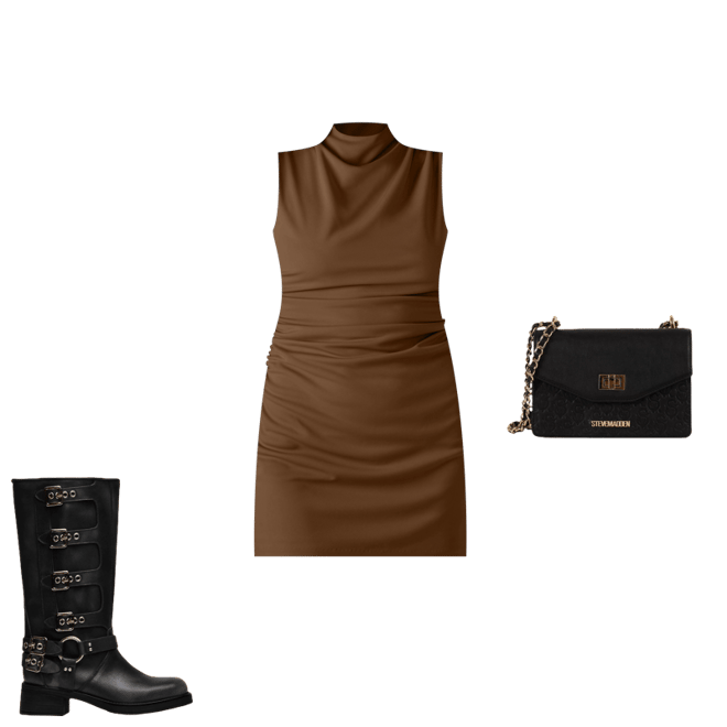 MO Brown Bodycon Mini Dress