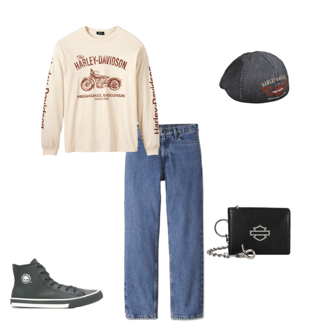 HARLEY-DAVIDSON Schirmmütze Flame Graphic Bar & Shield Biker Ivy Cap Fuer Herren Stickerei S0pdi01n