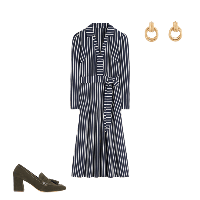 Imogen Collared Jersey Dress-French Navy and Ivory Stripe | Boden USA