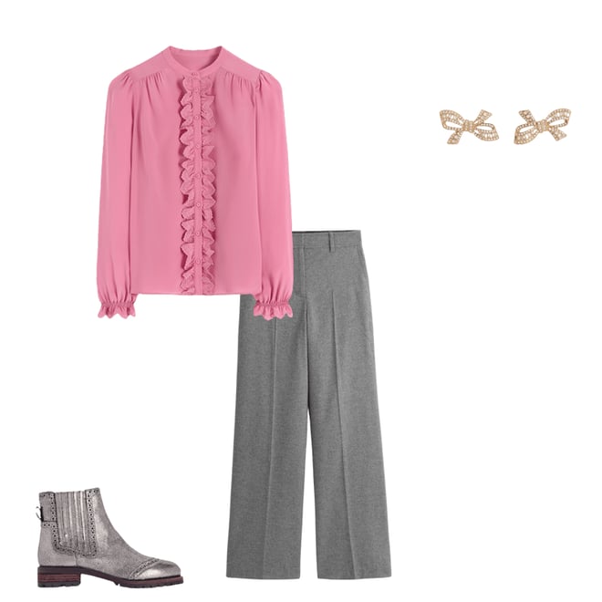 Alice Frill Front Silk Top-Pink Heather | Boden USA