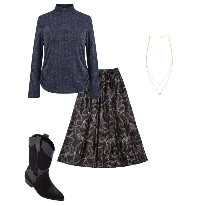 Cato Fashions | Cato Plus Size Silver Bow Maxi Skirt