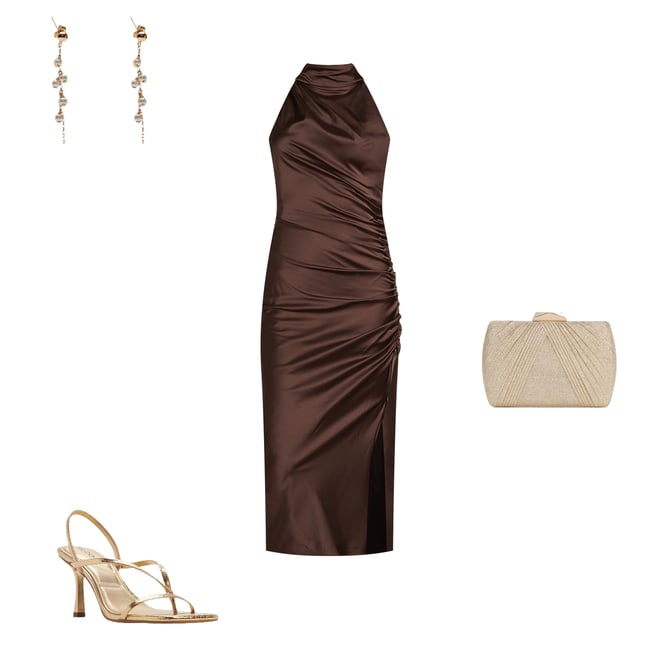 Belle by Badgley Mischka Holly Satin Mock Neck Sleeveless Sheath Dress |  Dillard's
