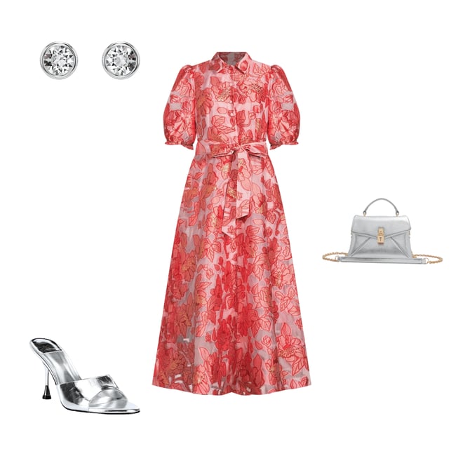 chinese dress ladies Charlotte Pink Tiered Midi Dress main image 1