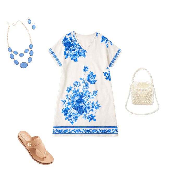 sachin and babi light blue dress Blue & White Linen Dress – Peek at Boutique main image 1