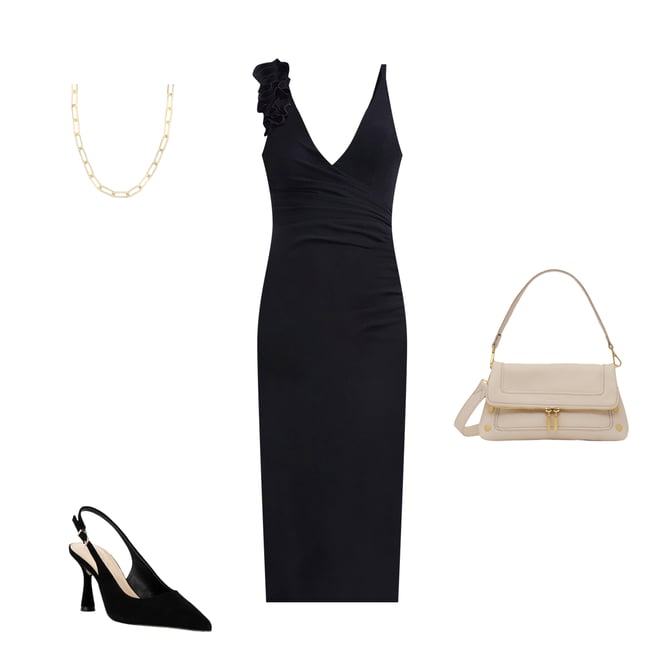 Dress the Population Nissa V-neck Ruffle Shoulder Crepe Midi Dress |  Dillard's