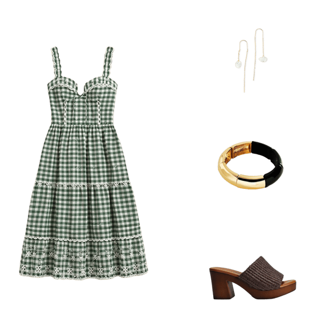 green emerald velvet dress Girls: The Anita Green Gingham Collared Dress – Shop the Mint main image 0