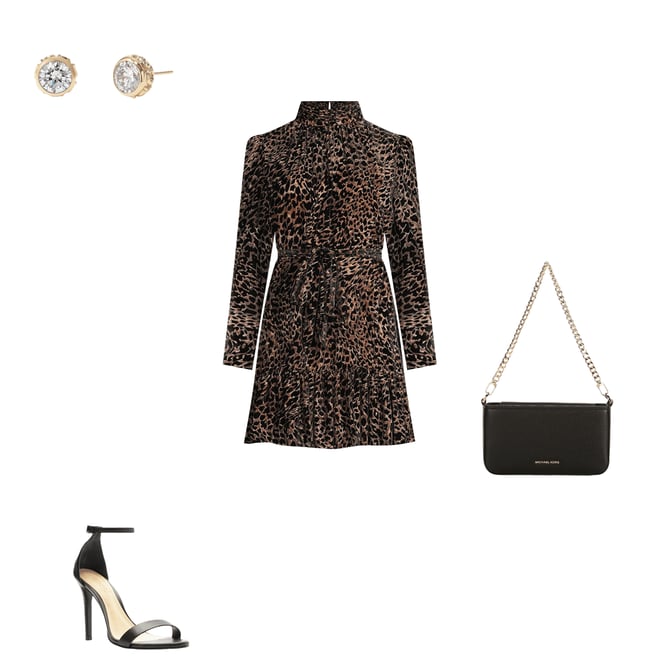 Alex Marie Carley Leopard Velvet Burnout Turtleneck Long Sleeve Mini Dress  | Dillard's