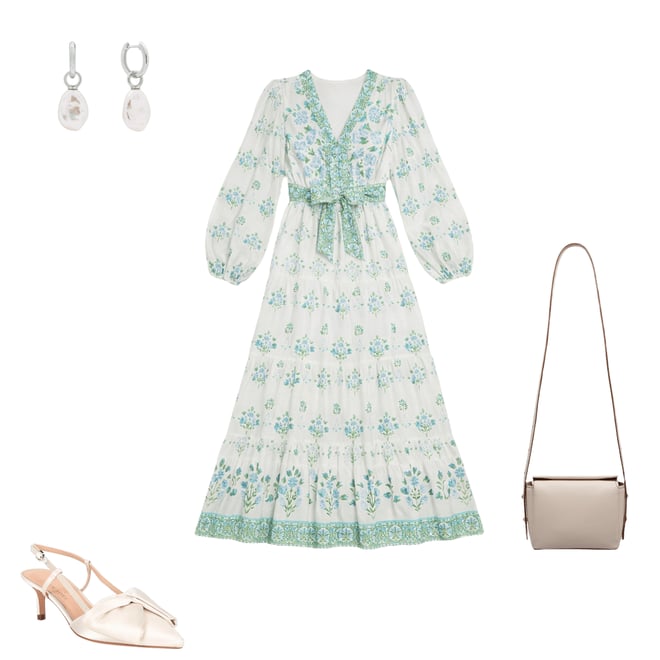 light green floral ruffle v neck maxi dress Baltic Born Womens Montaigne Ruffle Maxi Dress | Sage Floral main image 0