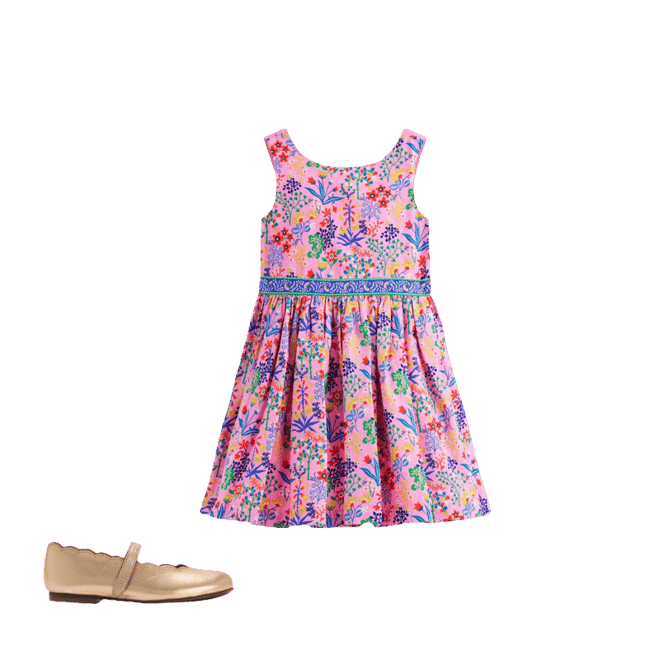 Multi Strap Flare Dress-Meadowsweet Pink Garden Floral | Boden USA