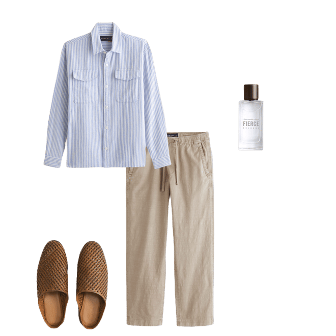 Linen-Blend Button-Up Shirt