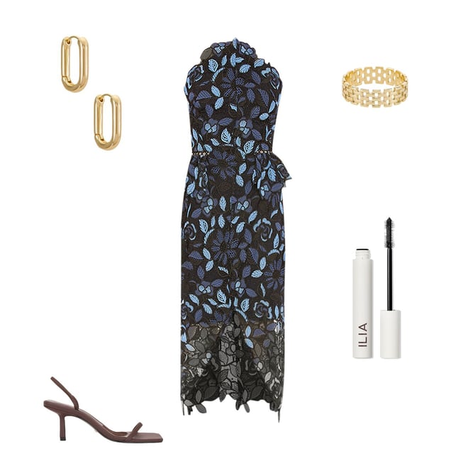 elliatt times dress blue Armani Tiered Maxi Dress in Baby Blue Floral