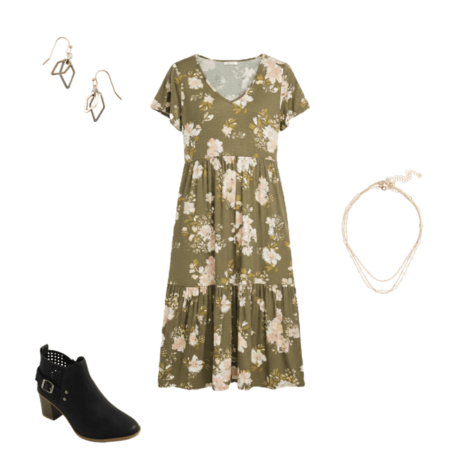 slim fit dress slacks Naomi Short Sleeve Maxi Dress | Dark Green Floral main image 0