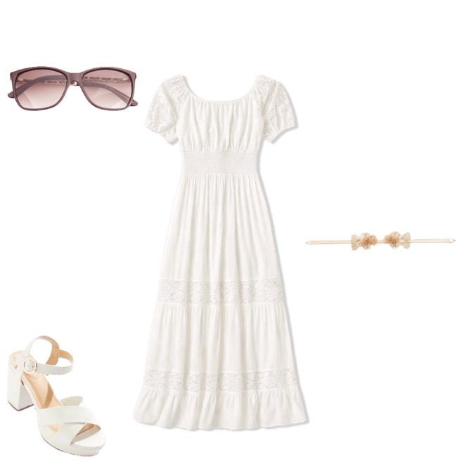 grey dress with white lace SAME French Lace Midi Dress | White