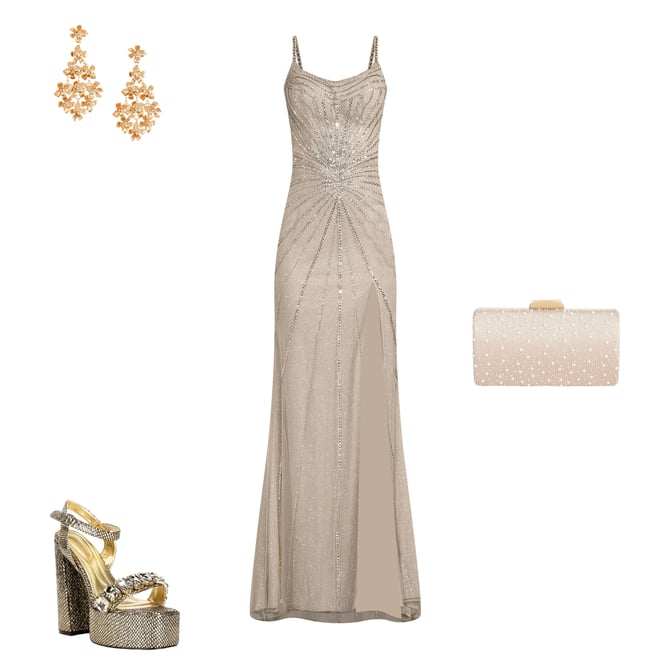 GB Sleeveless Scoop Neck Illusion Back Slit Hem Beaded Glitter Long Dress |  Dillard's