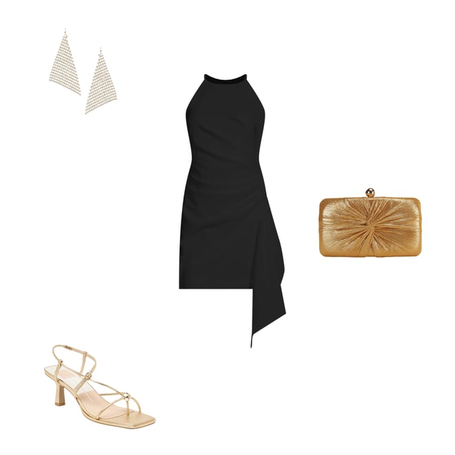 Belle by Badgley Mischka Daphne Stretch Crepe Halter Neck Sleeveless  Asymmetrical Hem Side Drape Dress | Dillard's