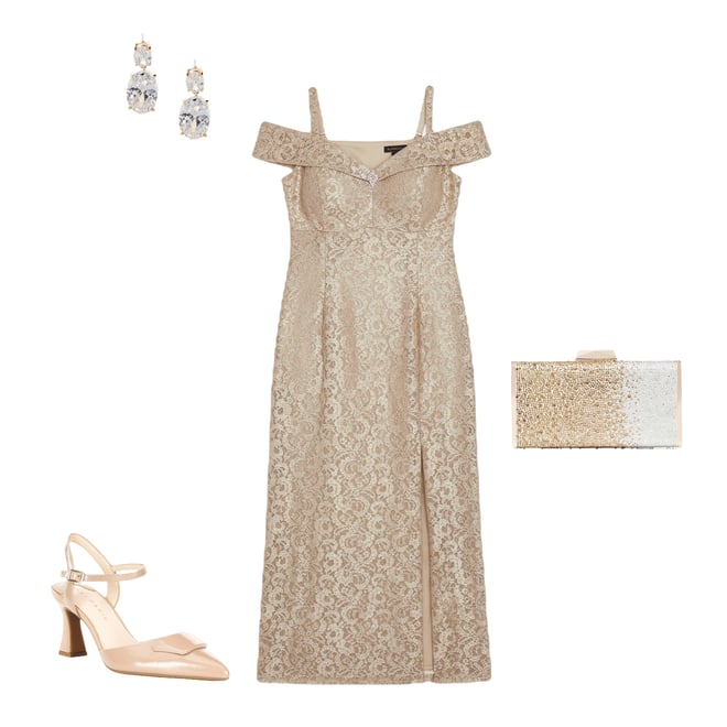 R & M Richards Plus Size Off The Shoulder Long Stretch Lace Dress |  Dillard's