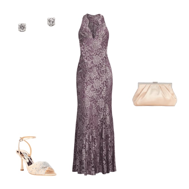 R & M Richards Scallop Lace Halter V-Neck Sleeveless Mermaid Gown |  Dillard's
