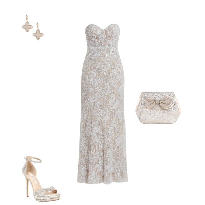Mac Duggal Embellished Applique Strapless Bustier Long Gown | Dillard's