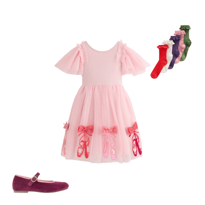 Short Sleeve Logo Tulle Dress-French Pink Ballet Shoes | Boden USA