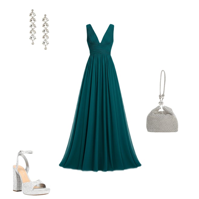 mary tyler moore green dress image Green One Shoulder Pleated Charmeuse Gown with Slit main image 1