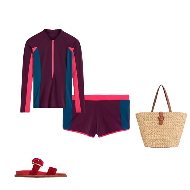 Rash Guard Swim Shorts-Purple, Colour block | Boden USA