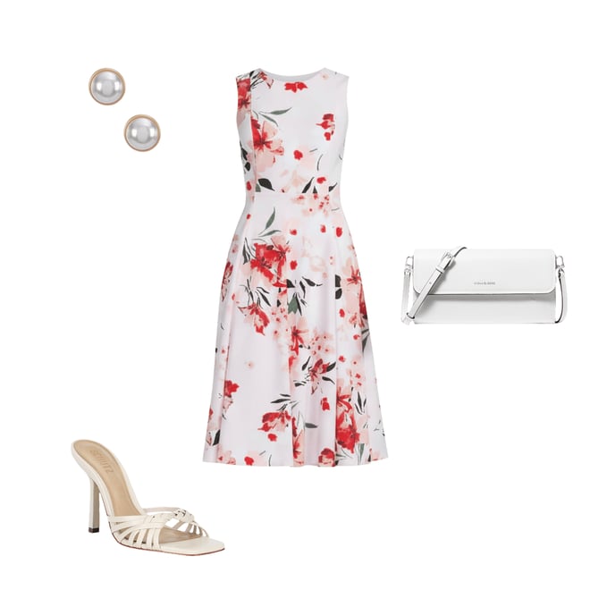 Calvin Klein Floral Print Scuba Crepe Round Neck Sleeveless Dress |  Dillard's