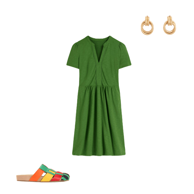 Naomi Short Sleeve Dress-Promenade Green | Boden USA