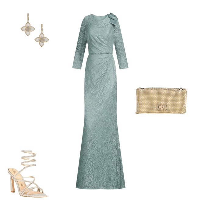 Jessica Howard Women's V-Neck Sheath Gown - Sage - Size 6