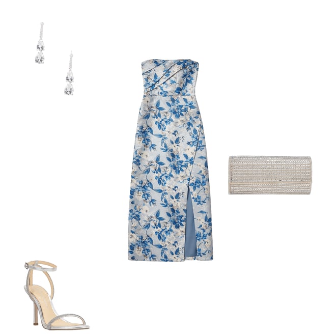 Aidan Mattox Floral Jacquard Sleeveless A-Line Pleated Bodice Long