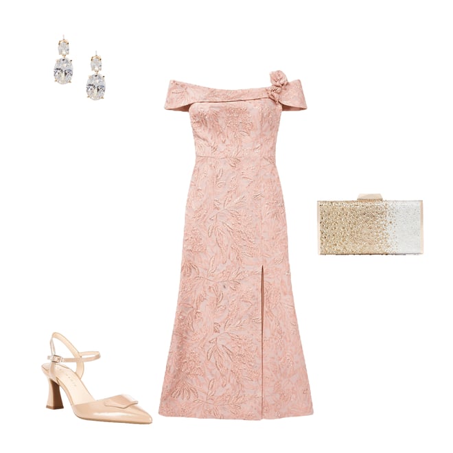 Adrianna Papell 3D Floral Jacquard Off-The-Shoulder Gown | Dillard's