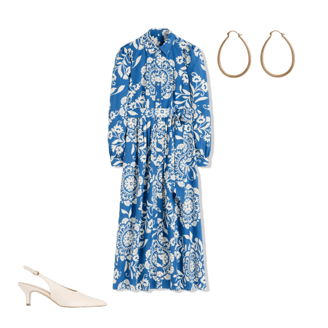 Alexa Long Sleeve Midi Dress-Blue, Decorative Blossom | Boden USA