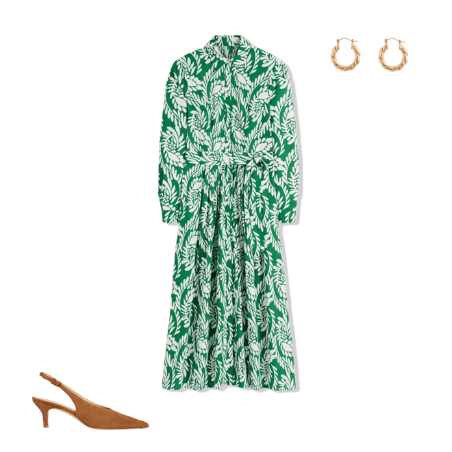 Alexa Long Sleeve Midi Dress-Fresh Green, Scattered Vine | Boden USA