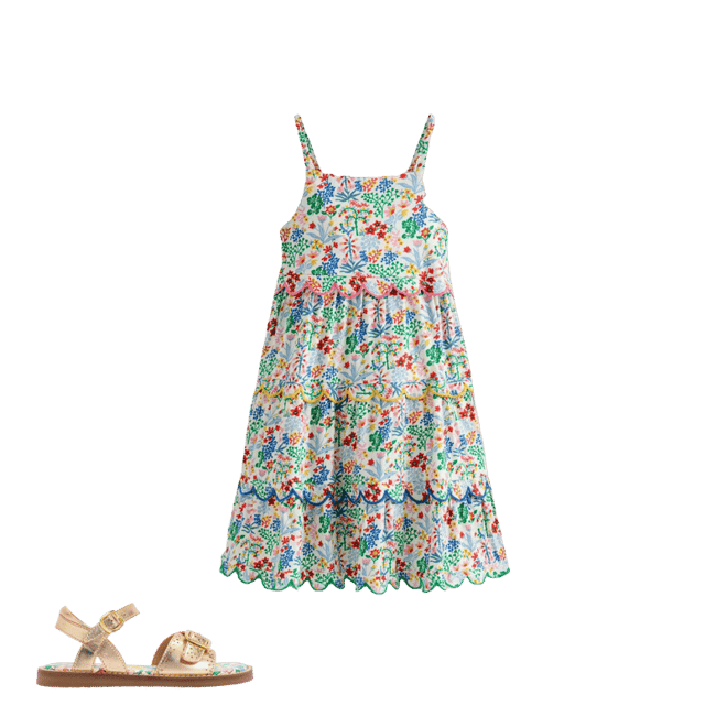 Boden Girls Scallop Tiered Sundress | Size 9-10 Years