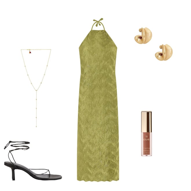 slim fit dress slacks Olive Halter Mini Dress main image 0