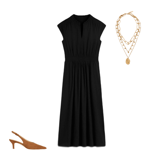 Alba Smocked Jersey Midi Dress-Black | Boden USA