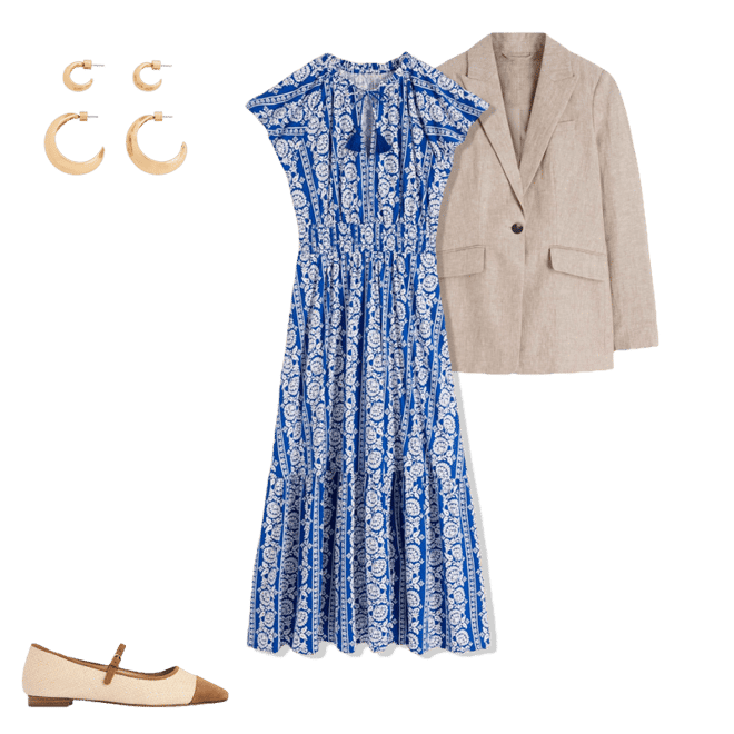 Tala Tiered Jersey Maxi Dress-Bright Blue, Ornate Floret | Boden USA
