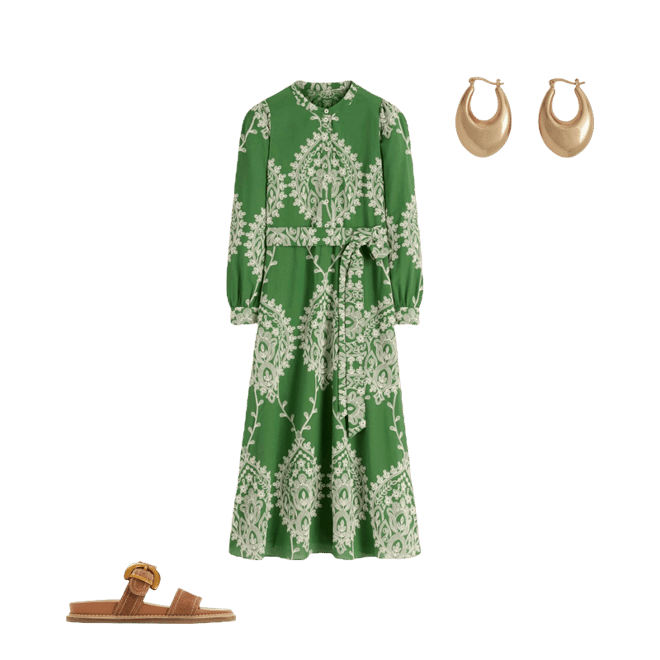 Ava Cotton Midi Dress-Green Broderie | Boden Global