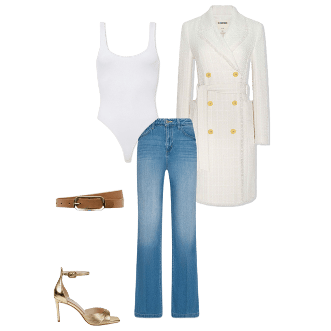 Nica Scoopneck Bodysuit in White | L'AGENCE