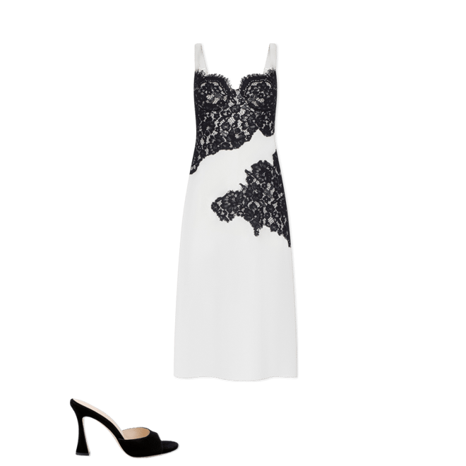 white lace dress with black trim Quincy Midi while a diagonal sheerlace cutout and asymmetrical hemline add a flirty edge Strappy Contrast Lace Trim Mini