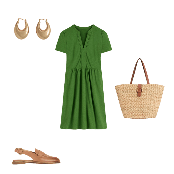 Naomi Short Sleeve Dress-Promenade Green | Boden USA
