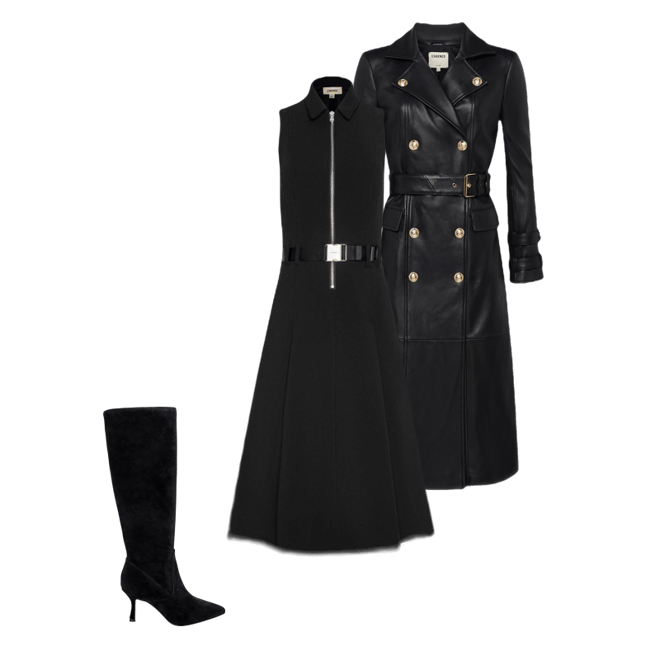 Celina Leather Trench Coat in Black | L'AGENCE