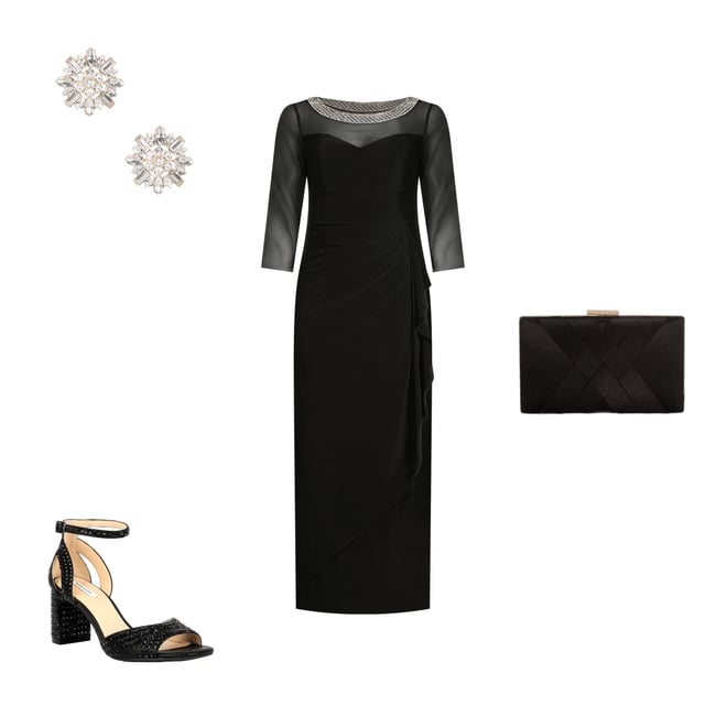 Alex Evenings Petite Size Embellished Boat Neck 3/4 Sleeve Ruched Side Slit  Dress | Dillard's