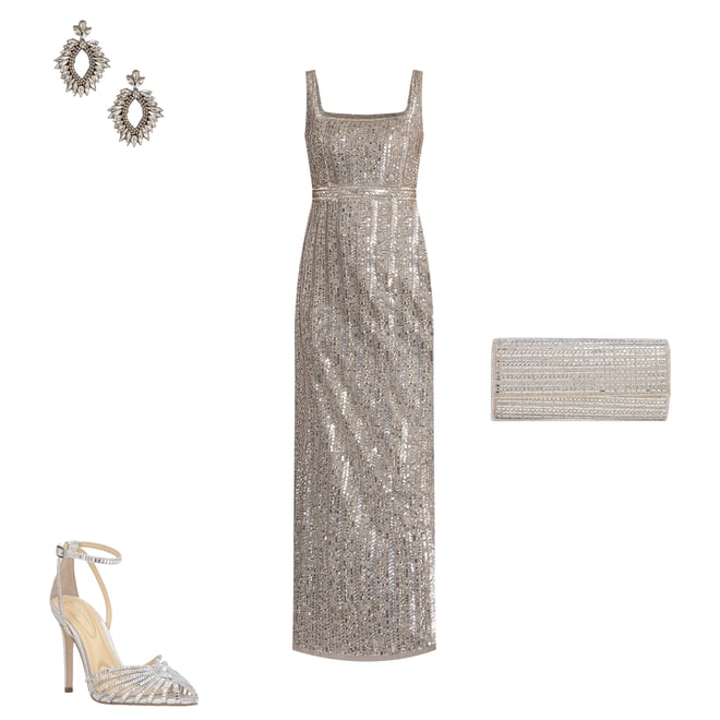 aidan mattox silver beaded dress Callista Gown by Aidan Mattox